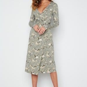 BUBBLEROOM Naomi midi dress Dusty green / Patterned XS