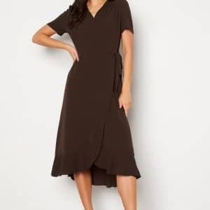 John Zack Short Sleeve Wrap Dress Chocolate XL (UK16)