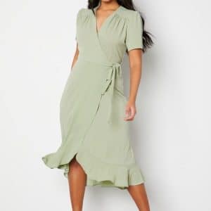 John Zack Short Sleeve Wrap Dress Sage Green XXS (UK6)