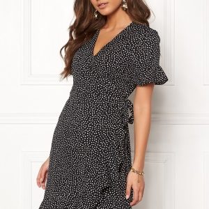 VERO MODA Henna 2/4 Wrap Dress Black AOP:Tiny Dots L