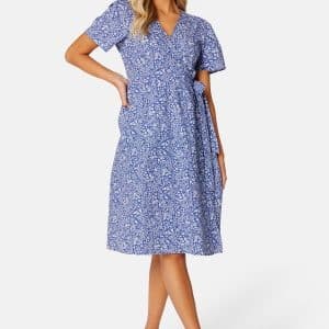 Object Collectors Item Mie S/S Wrap Dress Bijou Blue AOP:Flowe 36