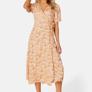 VILA Elin S/S Wrap Dress Chili AOP:Flower 42