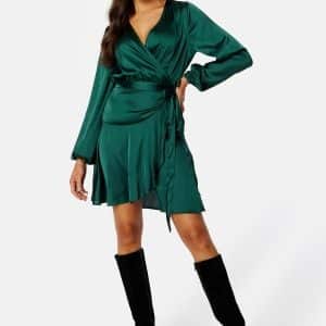 BUBBLEROOM Priya Satin Dress Dark green 42