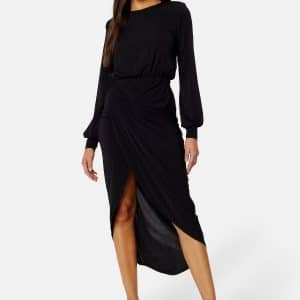 John Zack Balloon Sleeve Rouch Dress Black L (UK14)