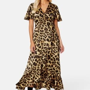 Object Collectors Item Green Papaya Wrap Dress Black AOP:Leo 38