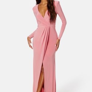 Goddiva Long Sleeve Maxi Dress Warm Pink L (UK14)