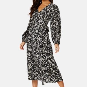 Object Collectors Item Leonora Wrap Midi Dress Black AOP:SANDSHELL 40