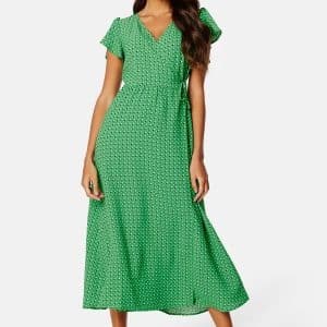 ONLY Naomi S/S Midi Wrap Dress Kelly Green AOP:Dots L