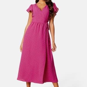 ONLY Naomi S/S Midi Wrap Dress Very Berry AOP:Dots XL