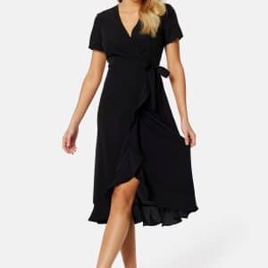 BUBBLEROOM Ida midi wrap dress Black XL