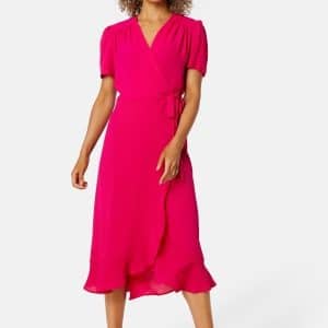 John Zack Short Sleeve Wrap Dress Hot Pink XS (UK8)