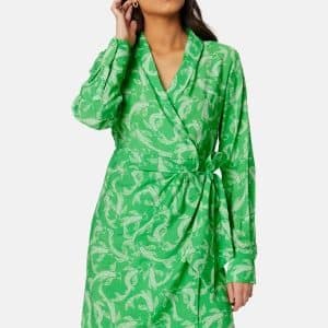 Object Collectors Item Rio L/S Wrap Dress Fern Green AOP:Anima 40