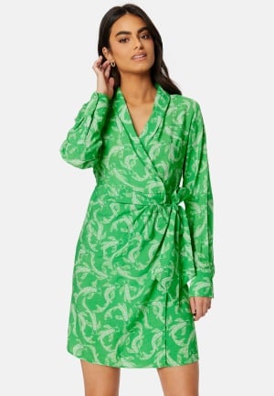 Object Collectors Item Rio L/S Wrap Dress Fern Green AOP:Anima 44