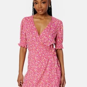 Pieces Tala 2/4 Wrap Dress Beetroot Purple AOP: M