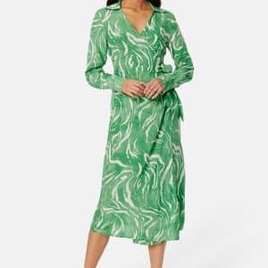 SELECTED FEMME Sirene LS Midi Wrap Dress Absinthe Green AOP:A 36
