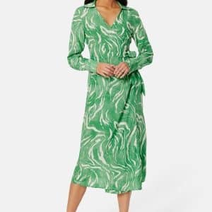 SELECTED FEMME Sirene LS Midi Wrap Dress Absinthe Green AOP:A 40