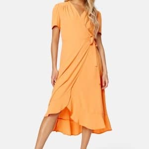 John Zack Short Sleeve Wrap Dress Orange M (UK12)