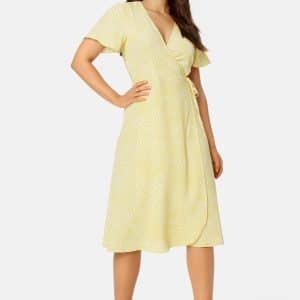 VILA Lovie S/S Wrap Midi Dress Golden Haze AOP:SALL 36