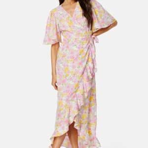 VERO MODA Emma Henna Long Wrap Dress Birch AOP:Asta flowe M