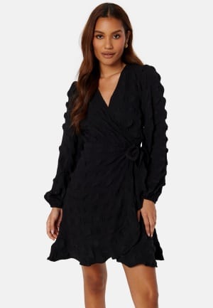 BUBBLEROOM Litzy Wrap Dress Black XS