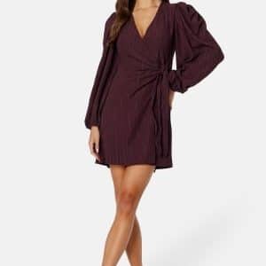 BUBBLEROOM Axelle Wrap Dress Dark wine-red S