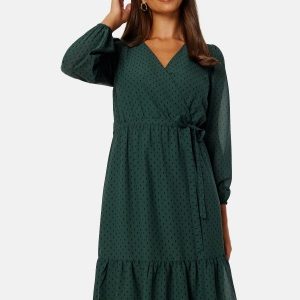 Happy Holly Linn midi Long Sleeve Dress Dark green / Dotted 36/38