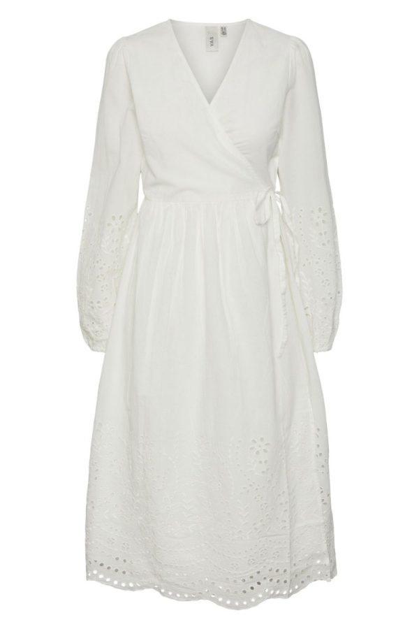Y.A.S - Kjole - YAS Luma LS Long Wrap Dress - Star White