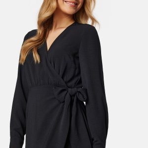 BUBBLEROOM Peach Midi Wrap Dress Black XL