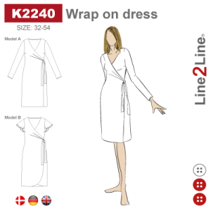 Line2Line Snitmønster K2240, Slå-om-kjole med læg-fast