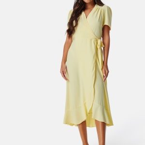 John Zack Short Sleeve Wrap Dress Lemon L (UK14)