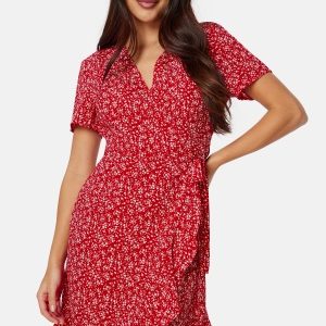 BUBBLEROOM Flounce Short Wrap Dress Red/Patterned 2XL