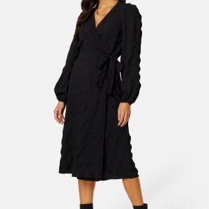 BUBBLEROOM Triniti midi wrap dress Black 34