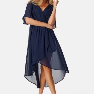 Bubbleroom Occasion Butterfly Sleeve High-Low Dress Dark blue 34