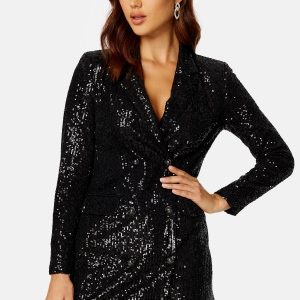 FOREVER NEW Jordan Sequin Blazer Dress Black 34