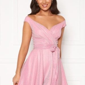 Goddiva Lurex Skater Dress Pink XL (UK16)