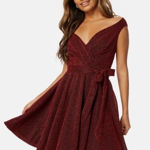 Goddiva Lurex Skater Dress Red XS (UK8)