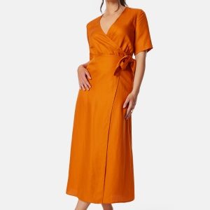 SELECTED FEMME Slfallesandra Ankle Wrap Dress Orange red 42