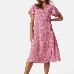 VILA Lovie S/S Wrap Midi Dress Sweet Lavender AOP:ALINI 40