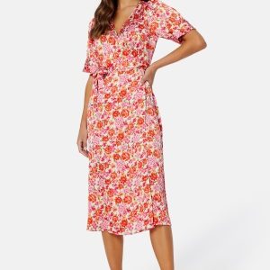 VILA Naria S/S Wrap Midi Dress Tigerlily AOP:MIS 38