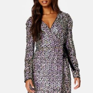 Y.A.S Multiseq LS Wrap Dress Fuchsia Purple XS