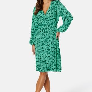 JDY Lillo LS Wrap Dress Kelly Green AOP:HEAR M