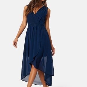 Bubbleroom Occasion High-Low Chiffon Dress Navy 40