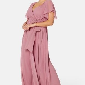 Goddiva Curve Flutter Sleeve Chiffon Maxi Curve Dress Lavender 44 (UK16)