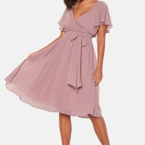 Goddiva Flutter Chiffon Midi Dress Purple L (UK14)