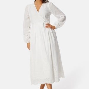 YAS Yasluma LS Long Wrap Dress Star White XL