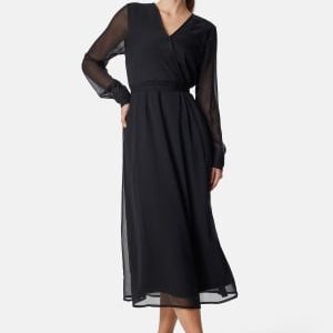 VILA Vifalia V-neck L/S MIDI DRESS Black 38