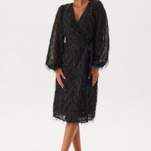 VILA Vifeather L/S MIDI WRAP DRESS Black 34