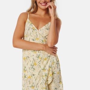 BUBBLEROOM Flounce Short Strap Dress Yellow/Patterned L