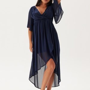 Bubbleroom Occasion Butterfly Sleeve High-Low Dress Dark blue 38