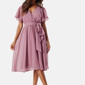 Goddiva Flutter Chiffon Midi Dress Lavender XL (UK16)